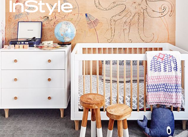 babyletto Lolly Crib and Changer featured in In Style Rebecca Minkoff nursery tour and My Domaine home tour