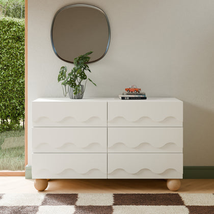 M31116WHY,Babyletto Kids,Lido Wave 6-Drawer Assembled Dresser in White and Honey