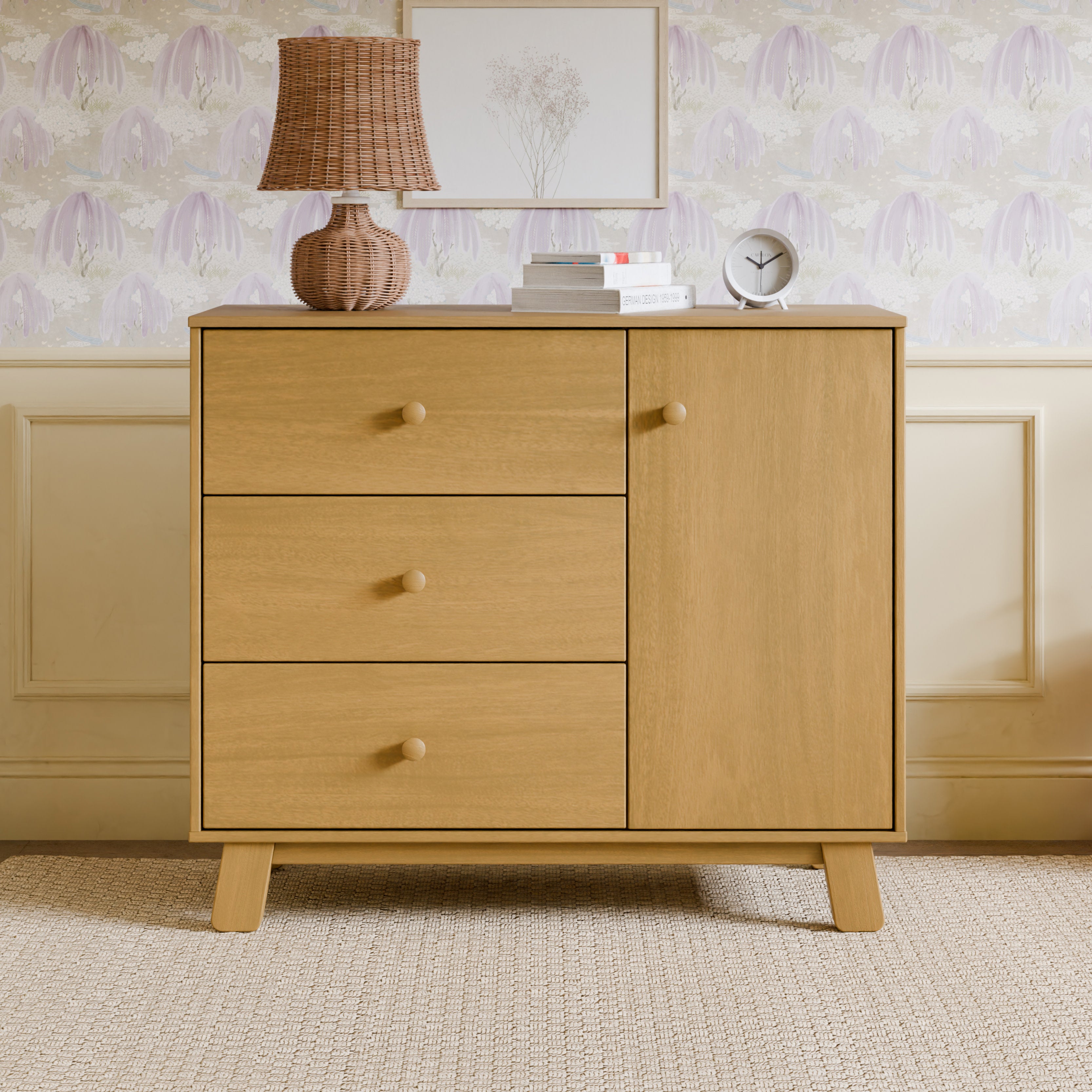 Hudson Modern 3-Drawer Dresser Babyletto Color: Natural Walnut