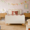M31369PWBTAN,Babyletto Kids,Rizo Twin Bed in Performance Ivory Boucle w/ VTan Leather Piping