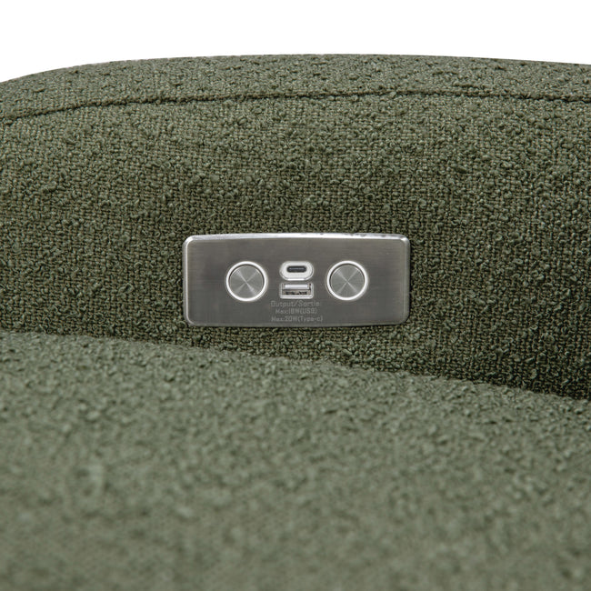 M23188OBLB,Babyletto,Nami Glider Recliner w/ Electronic Control and USB in Olive Boucle w/Light Wood Base