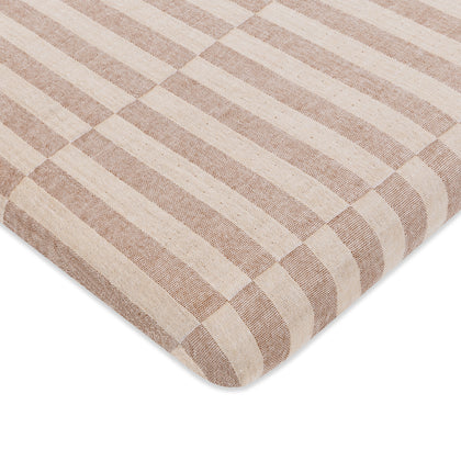 T30633,Babyletto,Cocoa Stripe Muslin All-Stages Midi Crib Sheet in GOTS Certified Organic Cotton