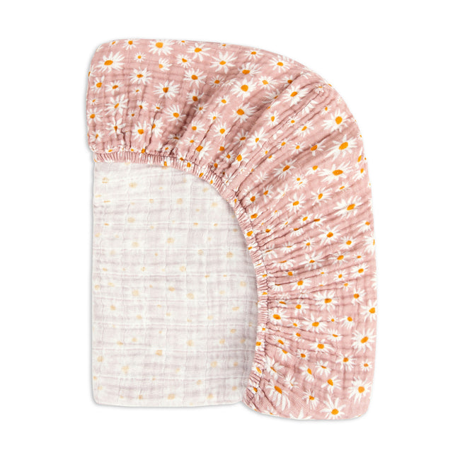 T28035,Babyletto,Daisy Muslin Crib Sheet in GOTS Certified Organic Cotton