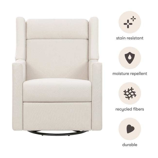 M11283PCMEW,Babyletto,Kiwi Deluxe Power Glider Recliner w/Heat&Massage in Performance Cream Eco-Weave
