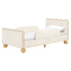 M31369PWBTAN,Babyletto Kids,Rizo Twin Bed in Performance Ivory Boucle w/ VTan Leather Piping