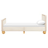 M31369PWBTAN,Babyletto Kids,Rizo Twin Bed in Performance Ivory Boucle w/ VTan Leather Piping
