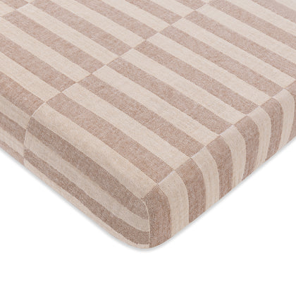 T30636,Babyletto,Cocoa Stripe Muslin Mini Crib Sheet in GOTS Certified Organic Cotton