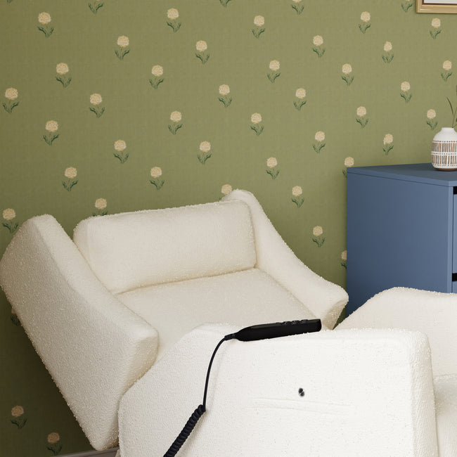 M11283PWB,Babyletto,Kiwi Deluxe Power Glider Recliner w/Heat&Massage in Performance Ivory Boucle