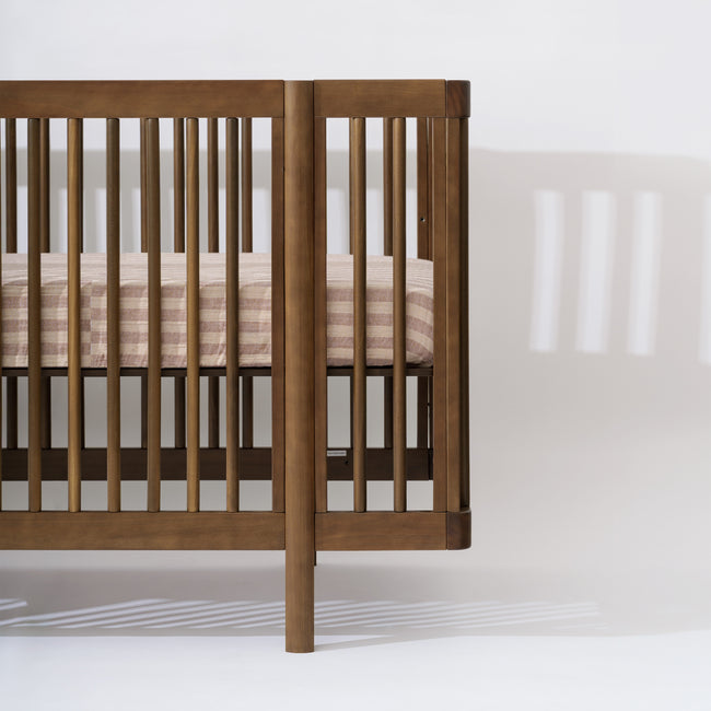 T30635,Babyletto,Cocoa Stripe Muslin Crib Sheet in GOTS Certified Organic Cotton