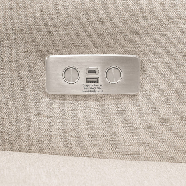 M23085PBEWLB,Babyletto,Sigi Glider Recliner w/ Electronic Control and USB in Performance Beach Eco-Weave w/Light Wood Base