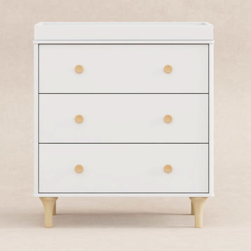 M9023WN,Babyletto,Lolly 3-Drawer Changer Dresser w/Removable Changing Tray in White/Natural