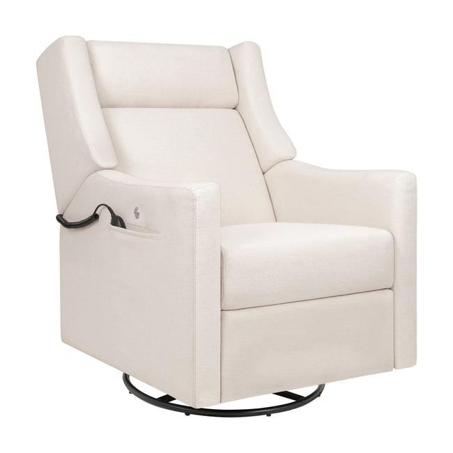 M11283PCMEW,Babyletto,Kiwi Deluxe Power Glider Recliner w/Heat&Massage in Performance Cream Eco-Weave