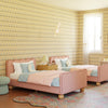 M31369PRSBRY,Babyletto Kids,Rizo Twin Bed in Performance Rose Boucle w/Raspberry Piping