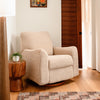 M24087CSGDB,Nursery Works,Sunday Power Recliner and Swivel Glider in Chai Shearling w/ Dark Wood Base