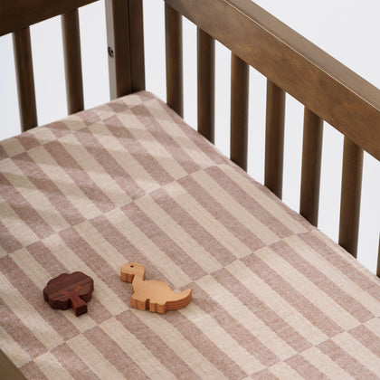 T30634,Babyletto,Cocoa Stripe Muslin All-Stages Bassinet Sheet in GOTS Certified Organic Cotton