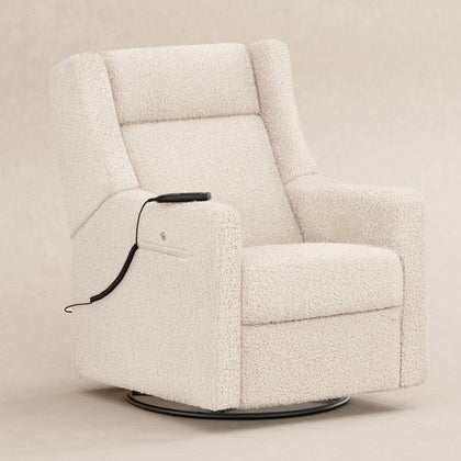 M11283AT,Babyletto,Kiwi Deluxe Power Glider Recliner w/Heat&Massage in Almond Teddy Loop