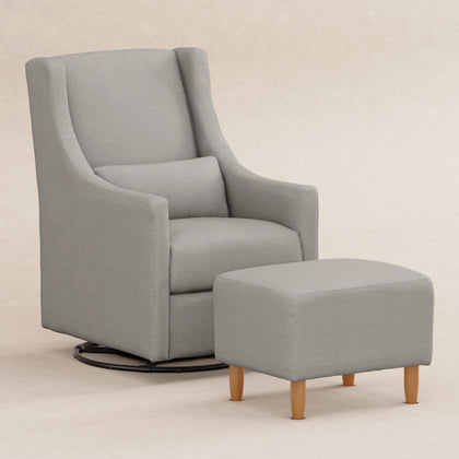 M11287PGEW,Babyletto,Toco Swivel Glider and Ottoman in Performance Grey Eco-Weave w/Natural Feet