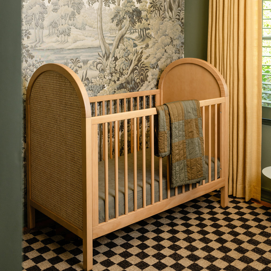 M25601HYNC,Bondi Cane 3-in-1 Convertible Crib w/Toddler Bed Kit in Honey with Natural Cane