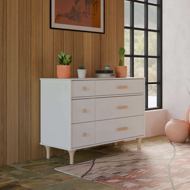M9016WN,Babyletto,Lolly 6-Drawer Double Dresser  Assembled in White/Natural