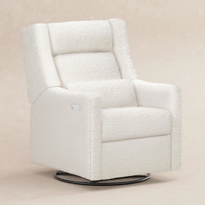M11286CMSG,Babyletto,Kiwi Plus Power Glider Recliner w/ Power Headrest in Cream Shearling