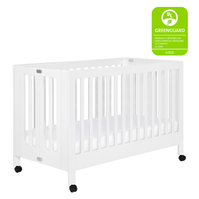 M6601W,Babyletto,Maki Full-Size Folding Crib w/Toddler Bed Conversion Kit in White Finish