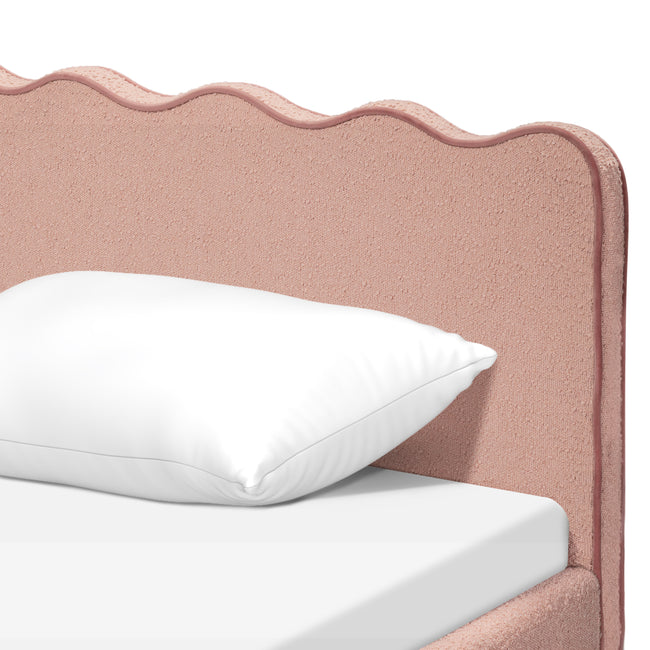 M31369PRSBRY,Babyletto Kids,Rizo Twin Bed in Performance Rose Boucle w/Raspberry Piping