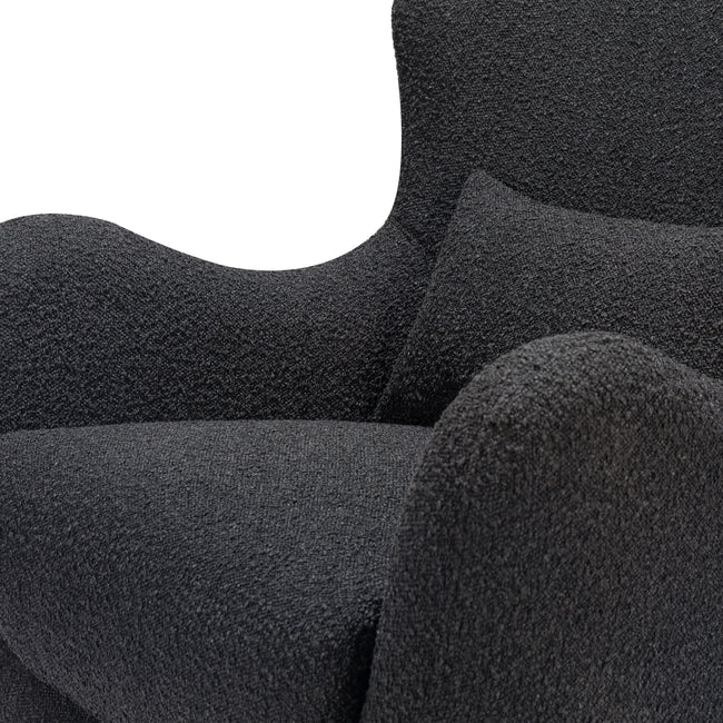 M24187BKBBB,Nursery Works,Solstice Swivel Glider in Black Boucle w/Black Wood Base