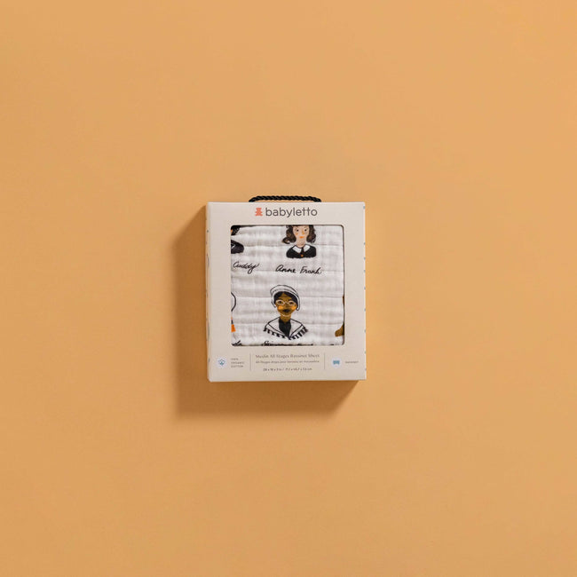 T28434,Babyletto,Women In History Muslin All-Stages Bassinet Sheet in GOTS Certified Organic Cotton