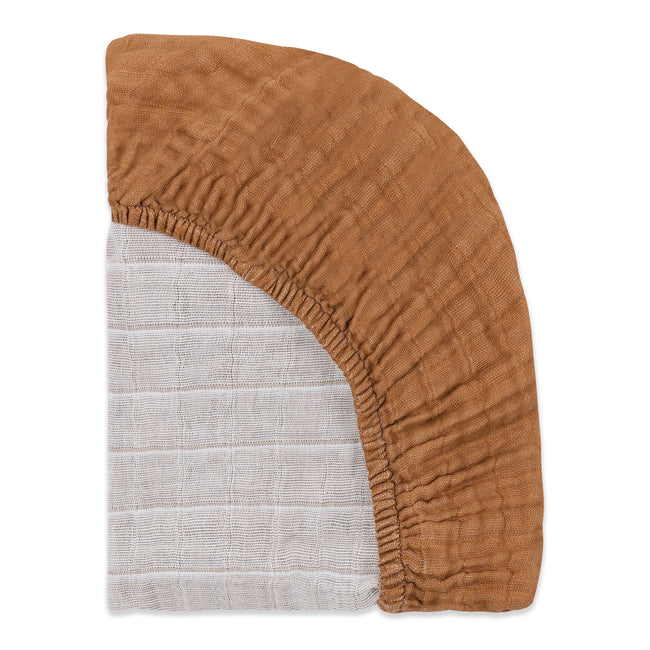 T29534BTS,Babyletto,Burnt Sienna Muslin All-Stages Bassinet Sheet in GOTS Certified Organic Cotton