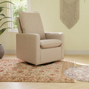 Cali Pillowback Swivel Glider in Eco-Performance Fabric | Water Repellent & Stain Resistant