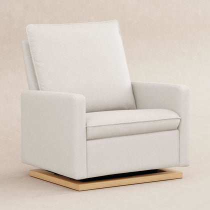 M20984PCMEWLB,Babyletto,Cali Pillowback Chair and a Half Glider in Performance Cream Eco-Weave w/ Light Wood Base