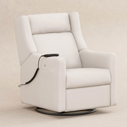 M11283PCMEW,Babyletto,Kiwi Deluxe Power Glider Recliner w/Heat&Massage in Performance Cream Eco-Weave