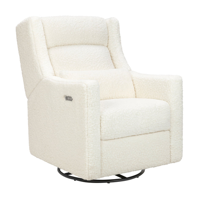 M11286CMSG,Babyletto,Kiwi Plus Power Glider Recliner w/ Power Headrest in Cream Shearling