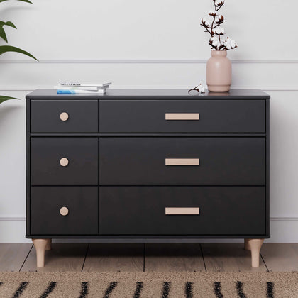 M9016BNX,Babyletto,Lolly 6-Drawer Double Dresser Assembled in Black/Washed natural