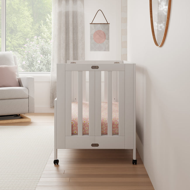 M6601W,Babyletto,Maki Full-Size Folding Crib w/Toddler Bed Conversion Kit in White Finish