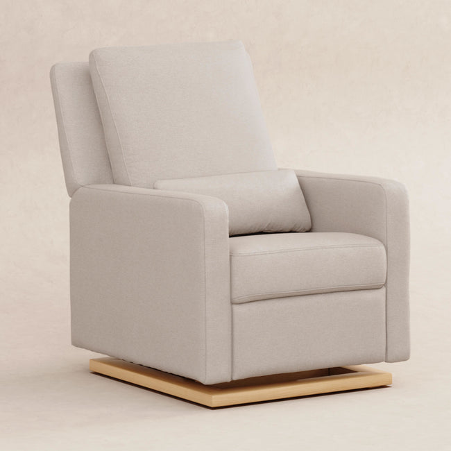 M23085PBEWLB,Babyletto,Sigi Glider Recliner w/ Electronic Control and USB in Performance Beach Eco-Weave w/Light Wood Base