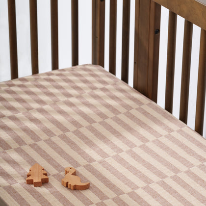 T30635,Babyletto,Cocoa Stripe Muslin Crib Sheet in GOTS Certified Organic Cotton