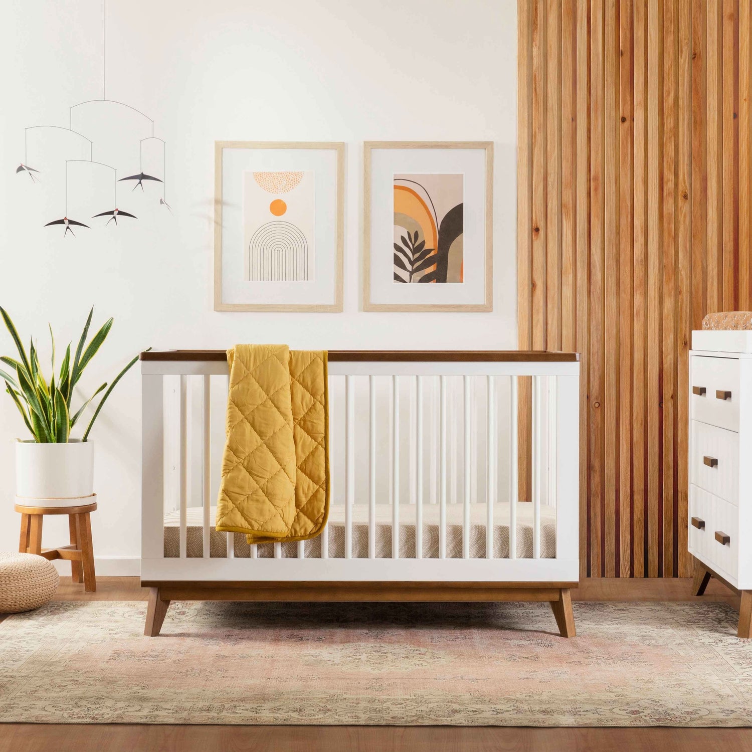 M5801WNL,Babyletto,Scoot 3-in-1 Convertible Crib w/ToddlerBed Conversion Kit in White/NaturalWalnut
    srcset=