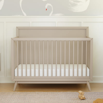 M15901TPE,Babyletto,Palma Mid-Century 4-in-1 Convertible Crib w/Toddler Bed Conversion in Taupe