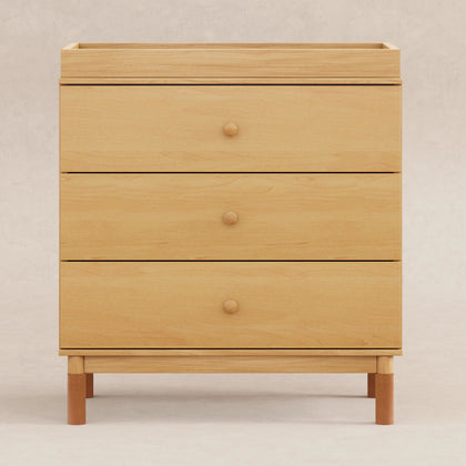 M12923HYVTL,Babyletto,Gelato 3-Drawer Changer Dresser leather feet w/Removable Changing Tray in Honey
