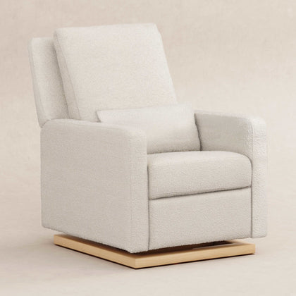 M23085WBLB,Babyletto,Sigi Glider Recliner w/ Electronic Control and USB in Ivory Boucle w/Light Wood Base