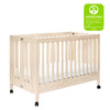 M6601NX,Babyletto,Maki Full-Size Folding Crib w/Toddler Bed Conversion Kit in Washed Natural