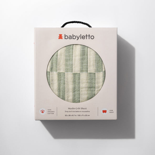 T30535,Babyletto,Moss Stripe Muslin Crib Sheet in GOTS Certified Organic Cotton