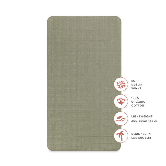 T29735MCA,Babyletto,Matcha Muslin Crib Sheet in GOTS Certified Organic Cotton
