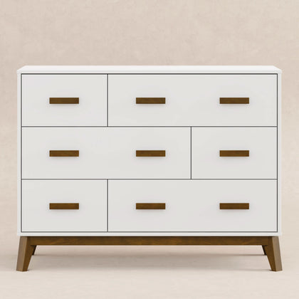 M5826WNL,Babyletto,Scoot 6-Drawer Dresser in White/Natural Walnut