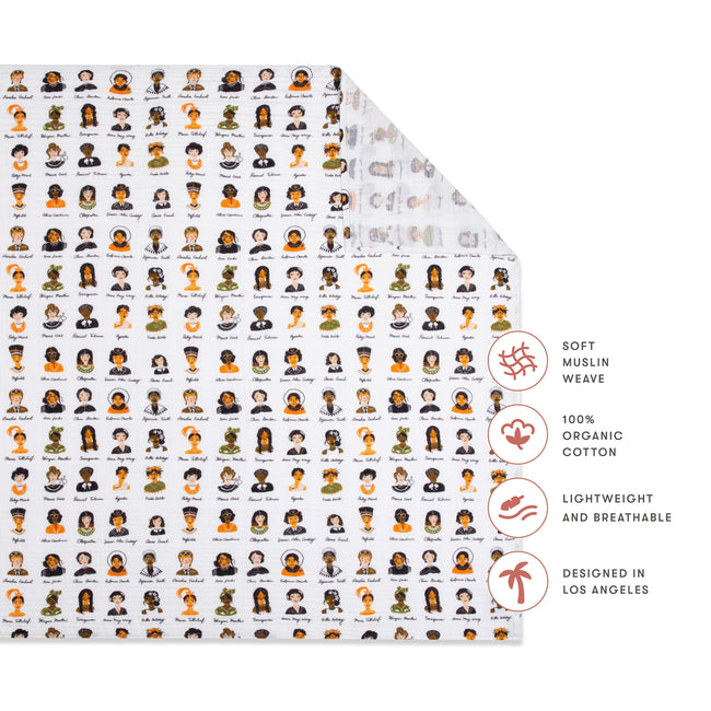 T28438,Babyletto,Women In History Muslin Swaddle in GOTS Certified Organic Cotton