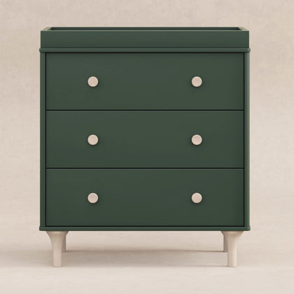 M9023FRGRNX,Babyletto,Lolly 3-Drawer Changer Dresser w/Removable Tray Forest Green/Washed Natural