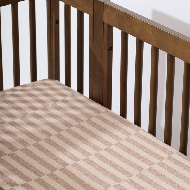 T30635,Babyletto,Cocoa Stripe Muslin Crib Sheet in GOTS Certified Organic Cotton