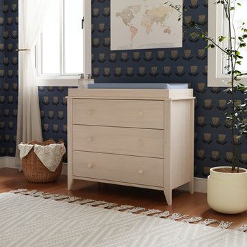 M10323NXW,Babyletto,Sprout 3-Drawer Changer Dresser in Washed Natural and White