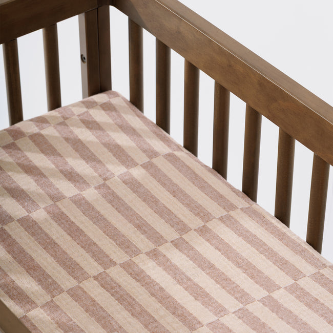 T30634,Babyletto,Cocoa Stripe Muslin All-Stages Bassinet Sheet in GOTS Certified Organic Cotton